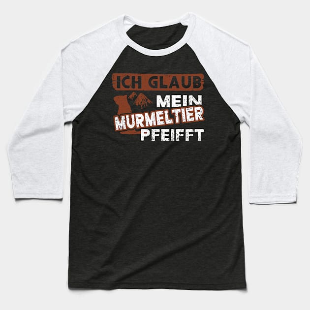 Murmeltier pfeifft Berge Natur Liebe Vintage Retro Baseball T-Shirt by FindYourFavouriteDesign